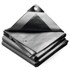 Bâche De Protection En Polyéthylène Resistant Et Impermeable 240g/m² Gris Et Noir 3x4m(Bache De Protection En Polyethylene Resistant Et Impermeable 240g M Gris Et Noir 3x4m)