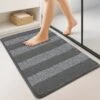 Tapis De Bain Antidérapant Chenille Microfibre 60x110cm Gris(Tapis De Bain Antiderapant Chenille Microfibre 60x110cm Gris)
