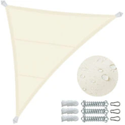 Voile D'ombrage Triangle En Polyester Imperméable Avec Kit De Montage 5x5x5m Beige(Voile Dombrage Triangle En Polyester Impermeable Avec Kit De Montage 5x5x5m Beige)