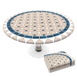 Nappe De Table Ronde En PVC Tissu Non-tissé Style Ceramique(Nappe De Table Ronde En Pvc Tissu Non Tisse Style Ceramique)