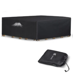 Housse Salon De Jardin Bache De Protection 420D 250x250x73cm Noire(Housse Salon De Jardin Bache De Protection 420d 250x250x73cm Noire 1)