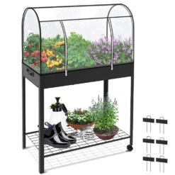 Potager Sureleve Avec Bache PVC 80.5x130x43cm Noir(Potager Sureleve Avec Bache Pvc 80 5x130x43cm Noir)