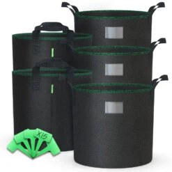 Lot De 5 Sacs De Plantation Non Tisse 65L Avec Poignee Noir(Lot De 5 Sacs De Plantation Non Tisse 65l Avec Poignee Noir)