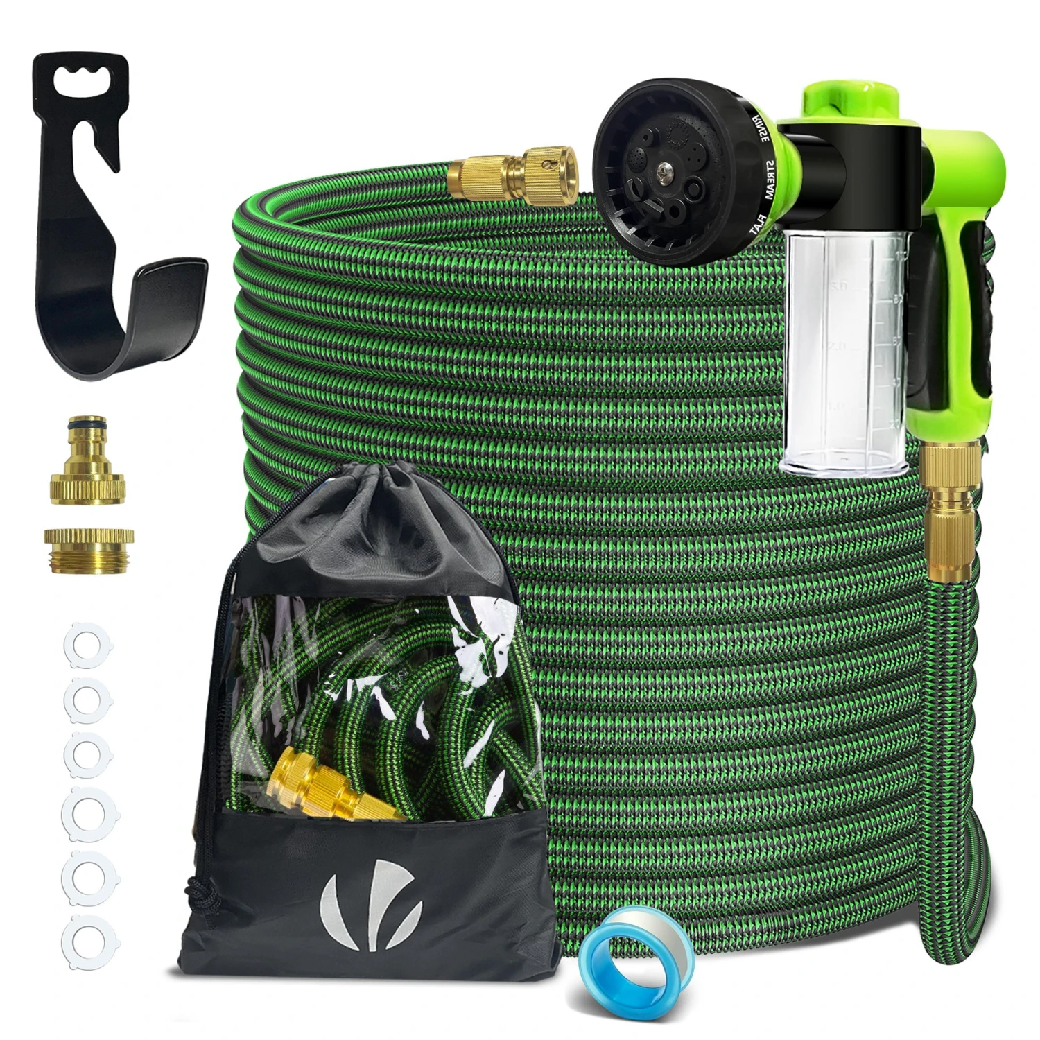 Tuyau D’Arrosage Extensible 30m Avec Récipient Savon Et Accessoires Vert(Tuyau D Arrosage Extensible 30m Avec Recipient Savon Et Accessoires Vert) 1 Tuyau D’Arrosage Extensible 30m Avec Récipient Savon Et Accessoires Vert(Tuyau D Arrosage Extensible 30m Avec Recipient Savon Et Accessoires Vert)