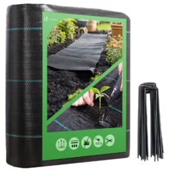 Toile De Paillage 2x10m Avec 30pcs Piquets De Fixation(Toile De Paillage 2x10m Avec 30pcs Piquets De Fixation)