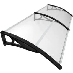 Auvent De Porte Marquise 200x80 Cm Transparent En Polycarbonate Anti UV Noir(Auvent De Porte Marquise 200x80 Cm Transparent En Polycarbonate Anti Uv Noir 2)