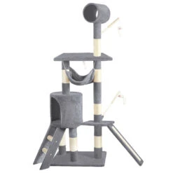 Arbre à Chat 154cm Avec Griffoir Plateforme Niche XXL Gris(Arbre A Chat 154cm Avec Griffoir Plateforme Niche Xxl Gris)