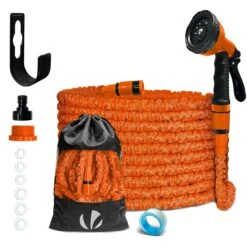 Tuyau D’Arrosage Extensible 15m Avec Accessoires Orange(Tuyau D Arrosage Extensible 15m Avec Accessoires Orange)