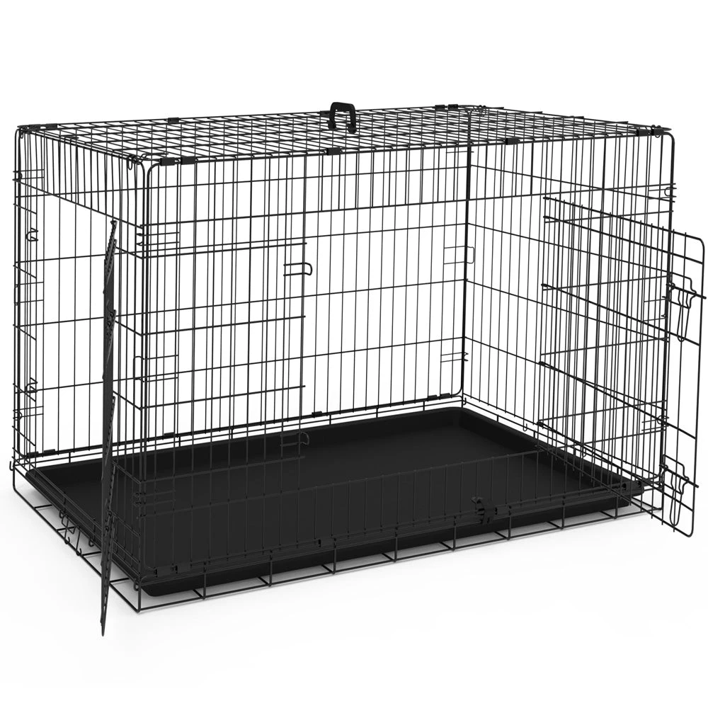 Cage Pour Chien Pliable Avec 2 Portes Verrouillable Plateau Amovible 122x75x81cm(Cage Pour Chien Pliable Avec 2 Portes Verrouillable Plateau Amovible 122x75x81cm) 1 Cage Pour Chien Pliable Avec 2 Portes Verrouillable Plateau Amovible 122x75x81cm(Cage Pour Chien Pliable Avec 2 Portes Verrouillable Plateau Amovible 122x75x81cm)