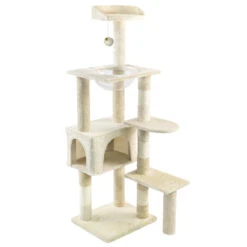 Arbre à Chat 138cm Avec Griffoir Plateforme Niche Et Capsule Spatiale Beige(Arbre A Chat 138cm Avec Griffoir Plateforme Niche Et Capsule Spatiale Beige)