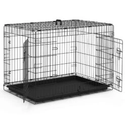 Cage Pour Chien Pliable Avec 2 Portes Verrouillable Plateau Amovible 92x58x64cm(Cage Pour Chien Pliable Avec 2 Portes Verrouillable Plateau Amovible 92x58x64cm)