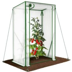 Serre De Jardin Serre Tomates Avec Grande Porte Enroulable Bache PE Renforcee 135g/m2 100x50x150cm Blanc(Serre De Jardin Serre Tomates Avec Grande Porte Enroulable Bache Pe Renforcee 135g M2 100x50x150cm Blanc)