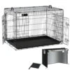 Cage Pour Chien Pliable Avec 2 Portes Verrouillable Plateau Amovible Et Housse De Protection 107x70x78cm(Cage Pour Chien Pliable Avec 2 Portes Verrouillable Plateau Amovible Et Housse De Protection 107x70x78cm)