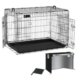 Cage Pour Chien Pliable Avec 2 Portes Verrouillable Plateau Amovible Et Housse De Protection 107x70x78cm(Cage Pour Chien Pliable Avec 2 Portes Verrouillable Plateau Amovible Et Housse De Protection 107x70x78cm)