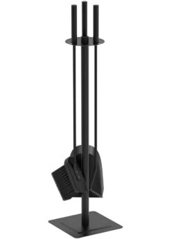 Serviteur De Cheminée Ensemble 4 Pieces En Metal Noir(Serviteur De Cheminee Ensemble 4 Pieces En Metal Noir)