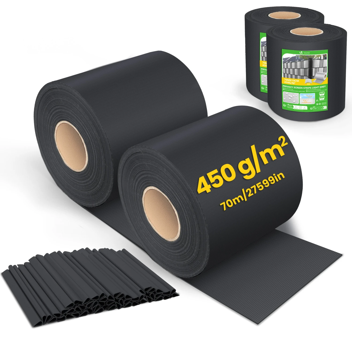 Brise Vue Occultant PVC 450g/m2 19cm X 140m Noir(Brise Vue Occultant Pvc 450g M2 19cm X 140m Noir) 1 Brise Vue Occultant PVC 450g/m2 19cm X 140m Noir(Brise Vue Occultant Pvc 450g M2 19cm X 140m Noir)