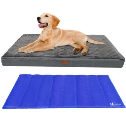 Matelas Panier Pour Chien Avec Tapis Gel Rafraichissant Amovible 115x81x9cm(Matelas Panier Pour Chien Avec Tapis Gel Rafraichissant Amovible 115x81x9cm)