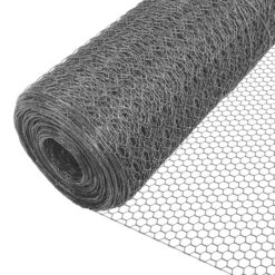 Grillage A Poule Avec Fils 13mm En PVC Gaine Gris 1x25M(Grillage A Poule Avec Fils 25mm En Pvc Gaine Gris 1x25m 1)