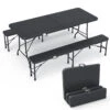 Ensemble De Table Et Bancs Camping Pliables 180cm HDPE Style Polyrotin Noir(Ensemble De Table Et Bancs Camping Pliables 180cm Hdpe Style Polyrotin Noir)