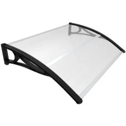Auvent De Porte Marquise 120x80 Cm Transparent En Polycarbonate Anti UV Noir(Auvent De Porte Marquise 120x80 Cm Transparent En Polycarbonate Anti Uv Noir 2)