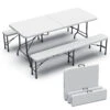 Ensemble De Table Et Bancs Camping Pliables 180cm HDPE Blanc(Ensemble De Table Et Bancs Camping Pliables 180cm Hdpe Blanc)