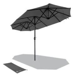 Parasol Jardin Double Aluminium 150 X 300 Cm Gris(Parasol Jardin Double Aluminium 150 X 300 Cm Gris 1)