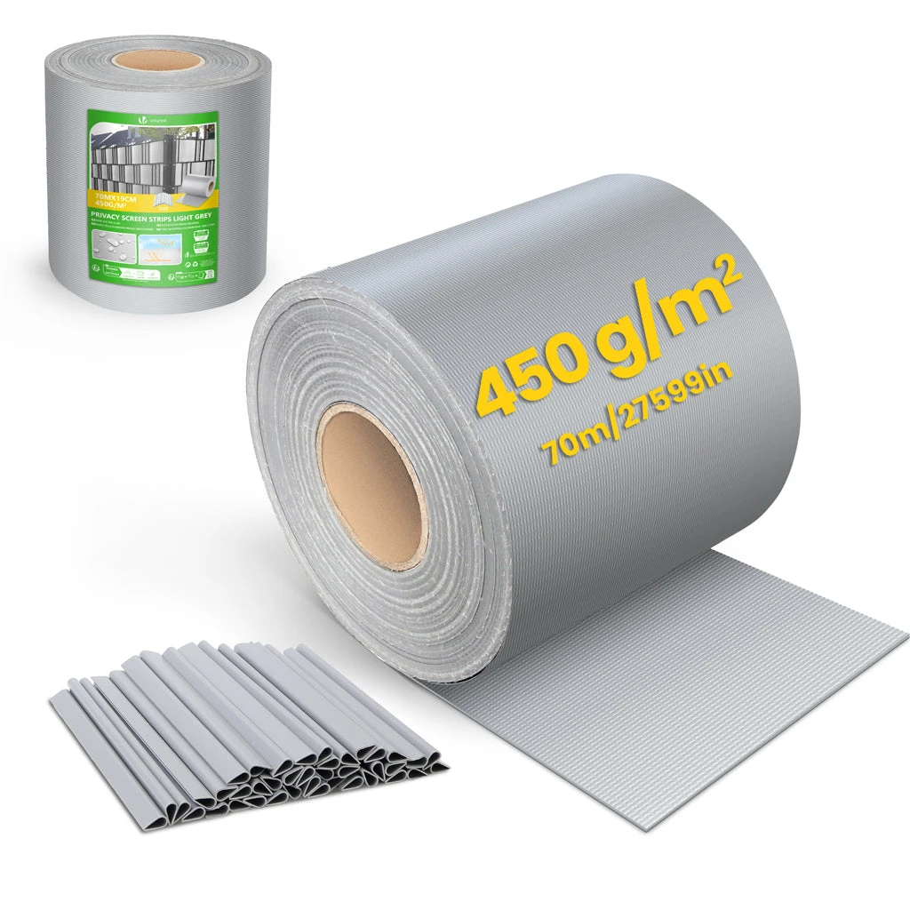 Brise Vue Occultant PVC 450g/m2 19cm X 70m Gris Clair(Brise Vue Occultant Pvc 450g M2 19cm X 70m Gris Clair) 1 Brise Vue Occultant PVC 450g/m2 19cm X 70m Gris Clair(Brise Vue Occultant Pvc 450g M2 19cm X 70m Gris Clair)