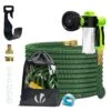 Tuyau D’Arrosage Extensible 15m Avec Récipient Savon Et Accessoires Vert(Tuyau D Arrosage Extensible 15m Avec Recipient Savon Et Accessoires Vert)