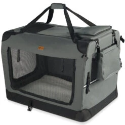 Sac Transport Pliable Chien Chat Caisse Cage Portable 82x60x60cm Gris(Sac Transport Pliable Chien Chat Caisse Cage Portable 82x60x60cm Gris)