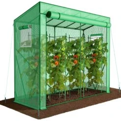 Serre De Jardin Serre Tomates Avec Porte Et Fenetres Moustiquaire Bache PE Renforcee 135g/m2 200x77x170cm Vert(Serre De Jardin Serre Tomates Avec Porte Et Fenetres Moustiquaire Bache Pe Renforcee 135g M2 200x77x170cm Vert)