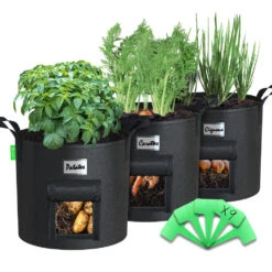 Lot De 3 Sacs De Plantation Non Tisse Avec Fenetre Velcro Et Poignee 43L Noir(Lot De 3 Sacs De Plantation Non Tisse Avec Fenetre Velcro Et Poignee 43l Noir)