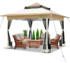 Tonnelle De Jardin Exterieure Pliable Avec Moustiquaire 3.6x3.6m Beige(Tonnelle De Jardin Exterieure Pliable Avec Moustiquaire 3 6x3 6m Beige)