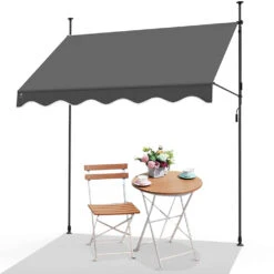 Auvent Retractable Manuel Sans Percage 200cm Gris(Auvent Retractable Manuel Sans Percage 200cm Gris)