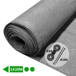 Brise Vue Occultant En HDPE 90g/m² 1x20m Avec Attaches De Fixation Gris(Brise Vue Occultant En Hdpe 90g M 1x20m Avec Attaches De Fixation Gris)