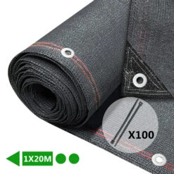 Brise Vue Occultant En HDPE 230g/m² 1x20m Avec Attaches De Fixation Anthracite(Brise Vue Occultant En Hdpe 230g M 1x20m Avec Attaches De Fixation Anthracite)