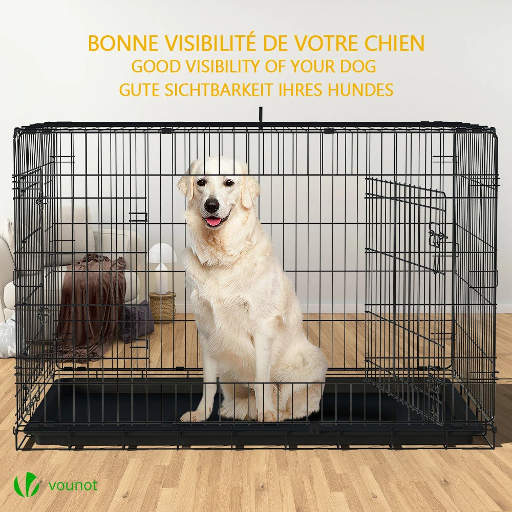 Cage Pour Chien Pliable Avec 2 Portes Verrouillable Plateau Amovible 122x75x81cm(Cage Pour Chien Pliable Avec 2 Portes Verrouillable Plateau Amovible 122x75x81cm) 2 Cage Pour Chien Pliable Avec 2 Portes Verrouillable Plateau Amovible 122x75x81cm(Cage Pour Chien Pliable Avec 2 Portes Verrouillable Plateau Amovible 122x75x81cm) – Image 2