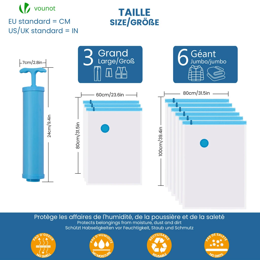 Sac De Rangement Sous Vide Aspirateur Avec Pompe Lot De 10pcs(Sac De Rangement Sous Vide Aspirateur Avec Pompe Lot De 10pcs) 2 Sac De Rangement Sous Vide Aspirateur Avec Pompe Lot De 10pcs(Sac De Rangement Sous Vide Aspirateur Avec Pompe Lot De 10pcs) – Image 2