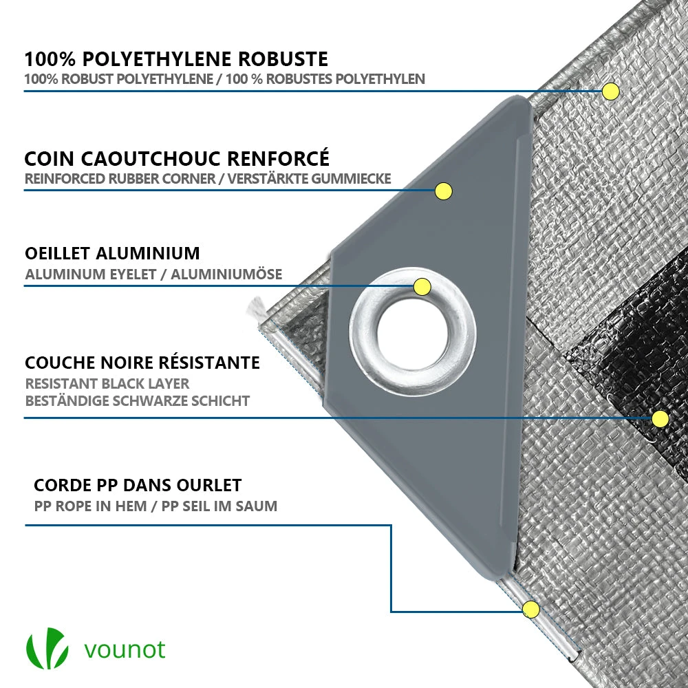 Bâche De Protection En Polyéthylène Resistant Et Impermeable 180g/m² Gris Et Noir 4x6m(Bache De Protection En Polyethylene Resistant Et Impermeable 180g M Gris Et Noir 4x6m) 2 Bâche De Protection En Polyéthylène Resistant Et Impermeable 180g/m² Gris Et Noir 4x6m(Bache De Protection En Polyethylene Resistant Et Impermeable 180g M Gris Et Noir 4x6m) – Image 2