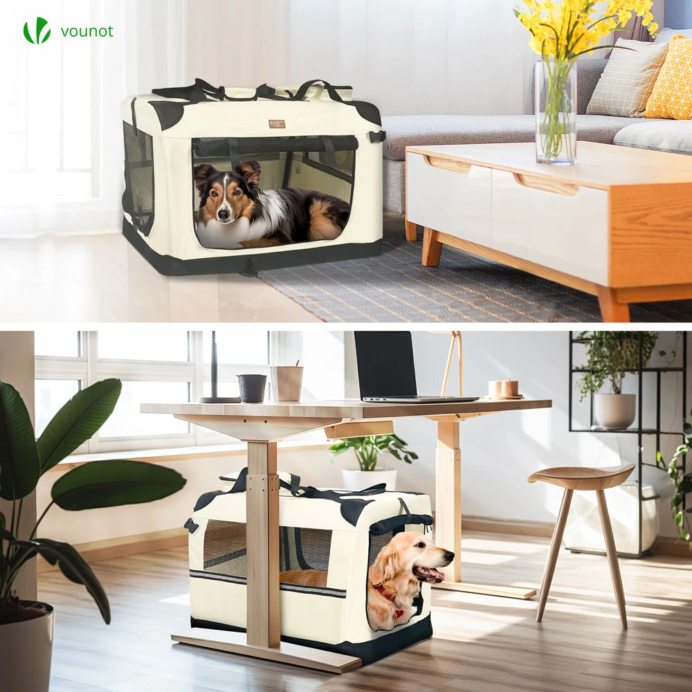 Sac Transport Pliable Chien Chat Caisse Cage Portable 70x52x52cm Beige(Sac Transport Pliable Chien Chat Caisse Cage Portable 70x52x52cm Beige) 2 Sac Transport Pliable Chien Chat Caisse Cage Portable 70x52x52cm Beige(Sac Transport Pliable Chien Chat Caisse Cage Portable 70x52x52cm Beige) – Image 2