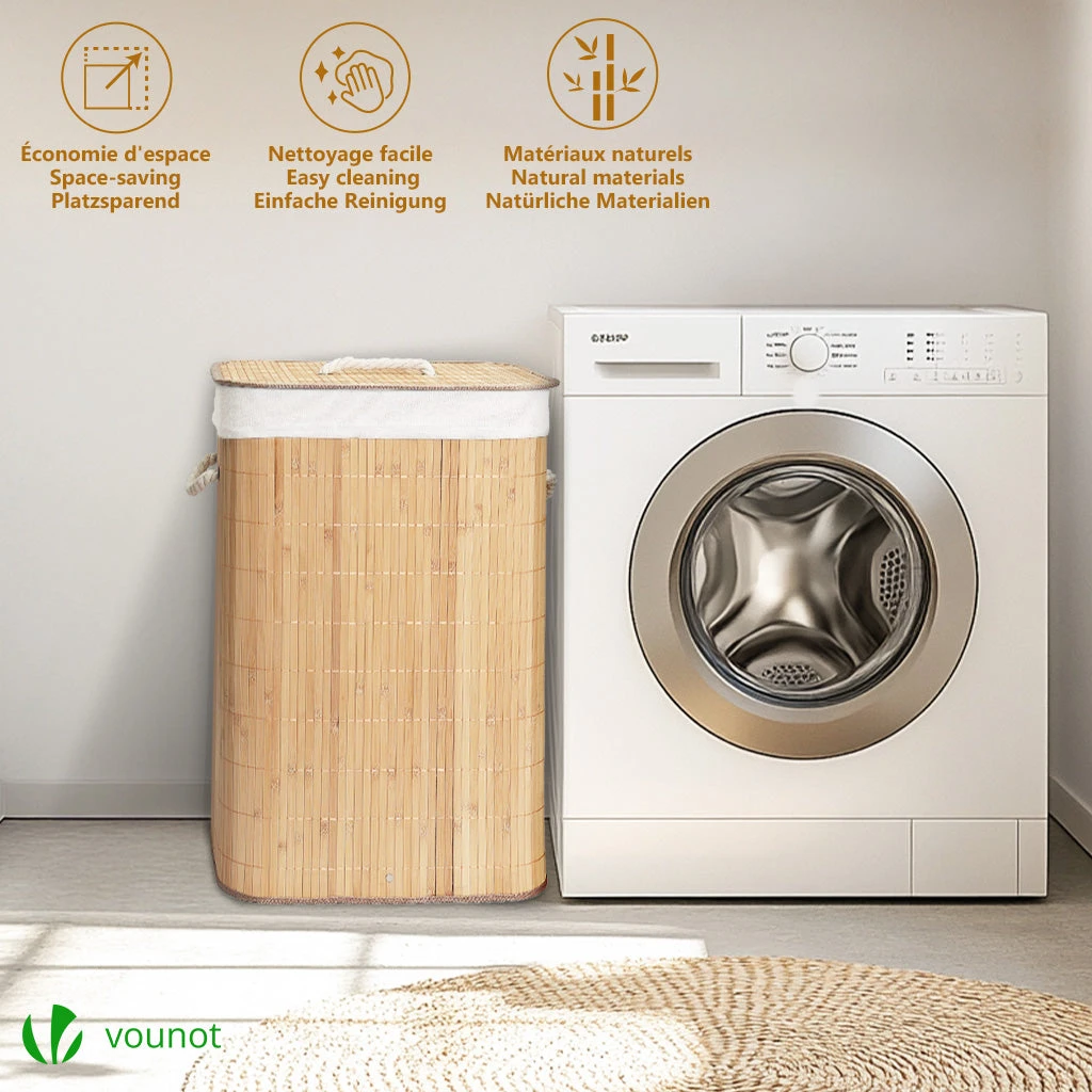 Panier A Linge En Bambou Rectangulaire Avec Couvercle 72L(Panier A Linge En Bambou Rectangulaire Avec Couvercle 72l) 2 Panier A Linge En Bambou Rectangulaire Avec Couvercle 72L(Panier A Linge En Bambou Rectangulaire Avec Couvercle 72l) – Image 2