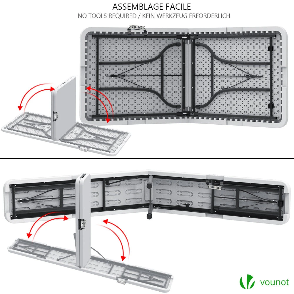 Ensemble De Table Et Bancs Camping Pliables 180cm HDPE Blanc(Ensemble De Table Et Bancs Camping Pliables 180cm Hdpe Blanc) 2 Ensemble De Table Et Bancs Camping Pliables 180cm HDPE Blanc(Ensemble De Table Et Bancs Camping Pliables 180cm Hdpe Blanc) – Image 2