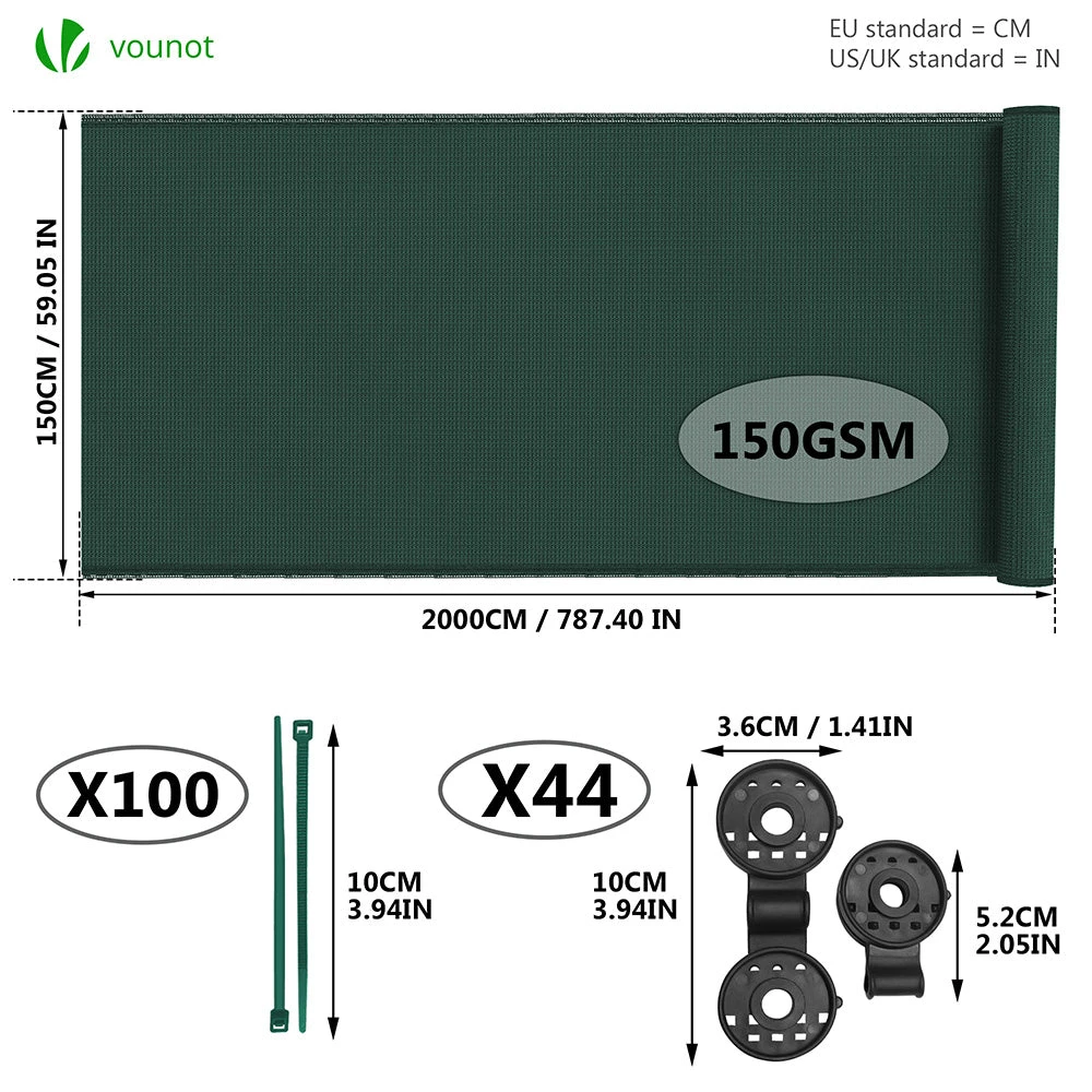 Brise Vue Occultant En HDPE 150g/m² 1.5x20m Avec Attaches De Fixation Vert(Brise Vue Occultant En Hdpe 150g M 1 5x20m Avec Attaches De Fixation Vert) 2 Brise Vue Occultant En HDPE 150g/m² 1.5x20m Avec Attaches De Fixation Vert(Brise Vue Occultant En Hdpe 150g M 1 5x20m Avec Attaches De Fixation Vert) – Image 2