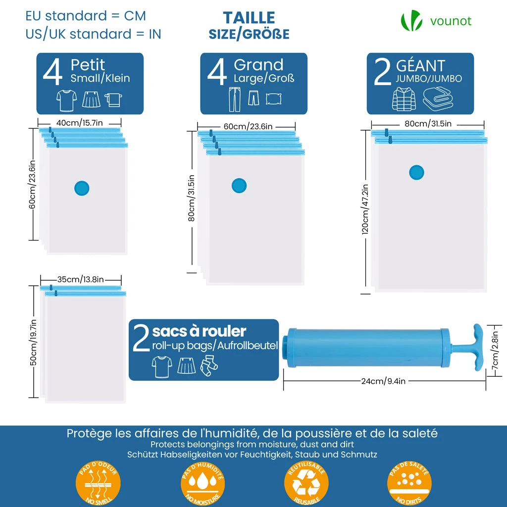 Sac De Rangement Sous Vide Aspirateur Avec Pompe Lot De 13 Pcs(Sac De Rangement Sous Vide Aspirateur Avec Pompe Lot De 13 Pcs) 2 Sac De Rangement Sous Vide Aspirateur Avec Pompe Lot De 13 Pcs(Sac De Rangement Sous Vide Aspirateur Avec Pompe Lot De 13 Pcs) – Image 2