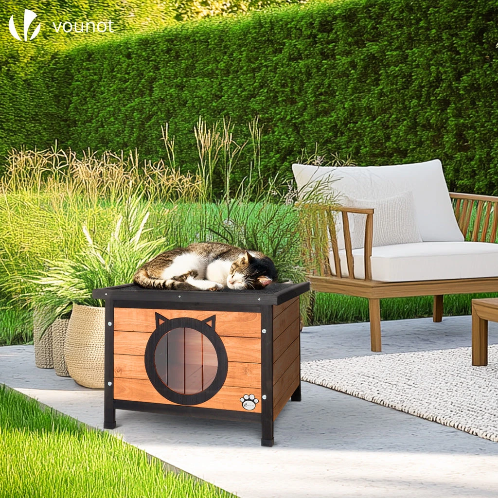 Maison Pour Chat En Bois Avec Toit Bitumé Et Entrée En Forme D'oreilles De Chat(Maison Pour Chat En Bois Avec Toit Bitume Et Entree En Forme Doreilles De Chat) 2 Maison Pour Chat En Bois Avec Toit Bitumé Et Entrée En Forme D'oreilles De Chat(Maison Pour Chat En Bois Avec Toit Bitume Et Entree En Forme Doreilles De Chat) – Image 2