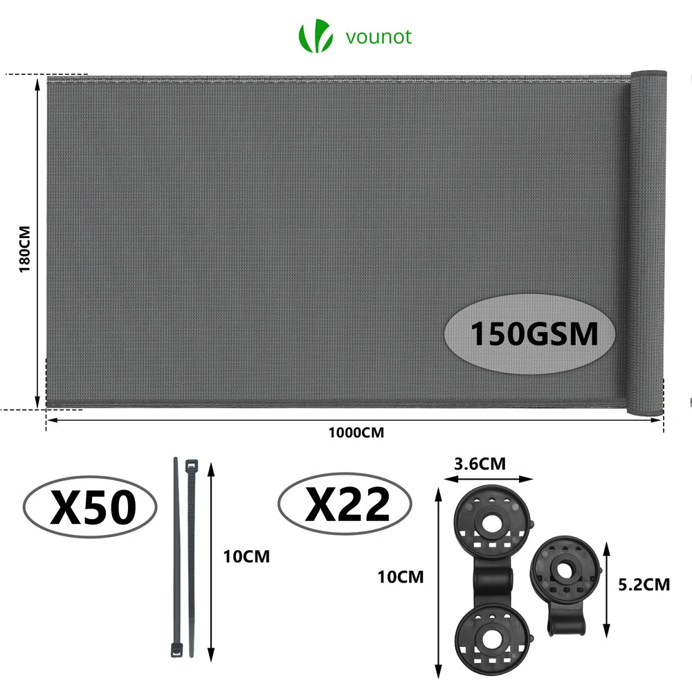 Brise Vue Occultant En HDPE 150g/m² 1.8x10m Avec Attaches De Fixation Gris(Brise Vue Occultant En Hdpe 150g M 1 8x10m Avec Attaches De Fixation Gris) 2 Brise Vue Occultant En HDPE 150g/m² 1.8x10m Avec Attaches De Fixation Gris(Brise Vue Occultant En Hdpe 150g M 1 8x10m Avec Attaches De Fixation Gris) – Image 2