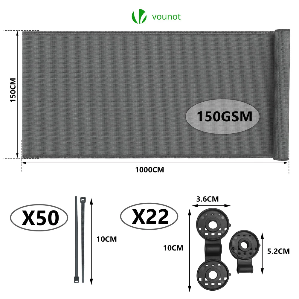 Brise Vue Occultant En HDPE 150g/m² 1.5x10m Avec Attaches De Fixation Gris(Brise Vue Occultant En Hdpe 150g M 1 5x10m Avec Attaches De Fixation Gris) 2 Brise Vue Occultant En HDPE 150g/m² 1.5x10m Avec Attaches De Fixation Gris(Brise Vue Occultant En Hdpe 150g M 1 5x10m Avec Attaches De Fixation Gris) – Image 2