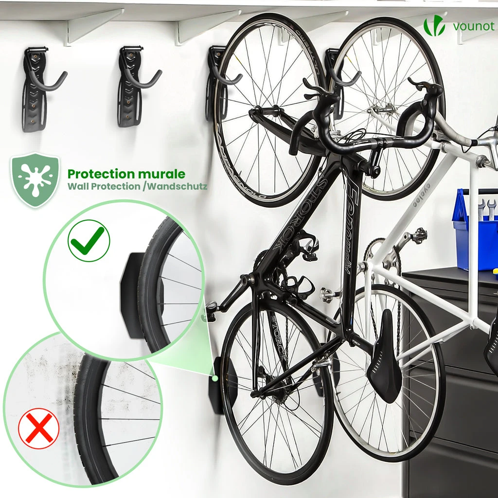 Lot De 4 Supports De Velo Mural Avec Coussinets De Protection Noir(Lot De 4 Supports De Velo Mural Avec Coussinets De Protection Noir) 2 Lot De 4 Supports De Velo Mural Avec Coussinets De Protection Noir(Lot De 4 Supports De Velo Mural Avec Coussinets De Protection Noir) – Image 2