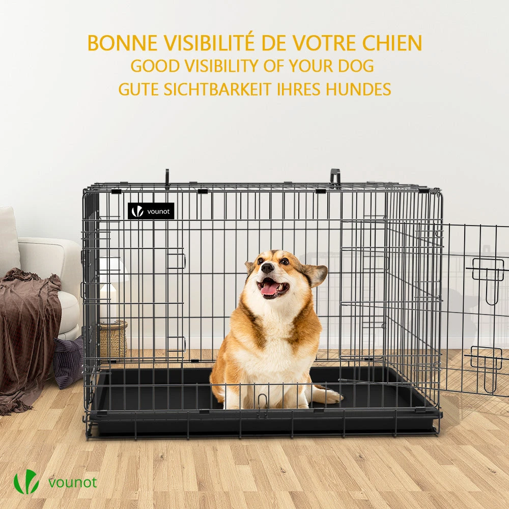 Cage Pour Chien Pliable Avec 2 Portes Verrouillable Plateau Amovible Et Housse De Protection 92x58x64cm(Cage Pour Chien Pliable Avec 2 Portes Verrouillable Plateau Amovible Et Housse De Protection 92x58x64cm) 2 Cage Pour Chien Pliable Avec 2 Portes Verrouillable Plateau Amovible Et Housse De Protection 92x58x64cm(Cage Pour Chien Pliable Avec 2 Portes Verrouillable Plateau Amovible Et Housse De Protection 92x58x64cm) – Image 2