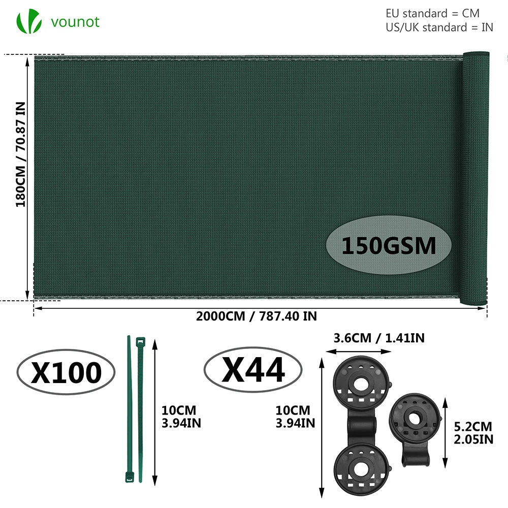 Brise Vue Occultant En HDPE 150g/m² 1.8x20m Avec Attaches De Fixation Vert(Brise Vue Occultant En Hdpe 150g M 1 8x20m Avec Attaches De Fixation Vert) 2 Brise Vue Occultant En HDPE 150g/m² 1.8x20m Avec Attaches De Fixation Vert(Brise Vue Occultant En Hdpe 150g M 1 8x20m Avec Attaches De Fixation Vert) – Image 2