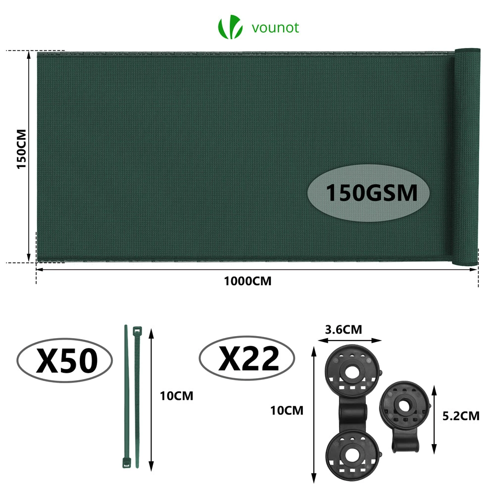Brise Vue Occultant En HDPE 150g/m² 1.5x10m Avec Attaches De Fixation Vert(Brise Vue Occultant En Hdpe 150g M 1 5x10m Avec Attaches De Fixation Vert) 2 Brise Vue Occultant En HDPE 150g/m² 1.5x10m Avec Attaches De Fixation Vert(Brise Vue Occultant En Hdpe 150g M 1 5x10m Avec Attaches De Fixation Vert) – Image 2